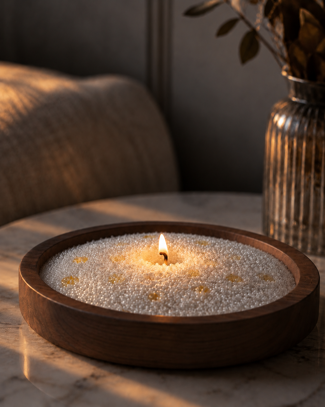 Orbes de cera encendidos